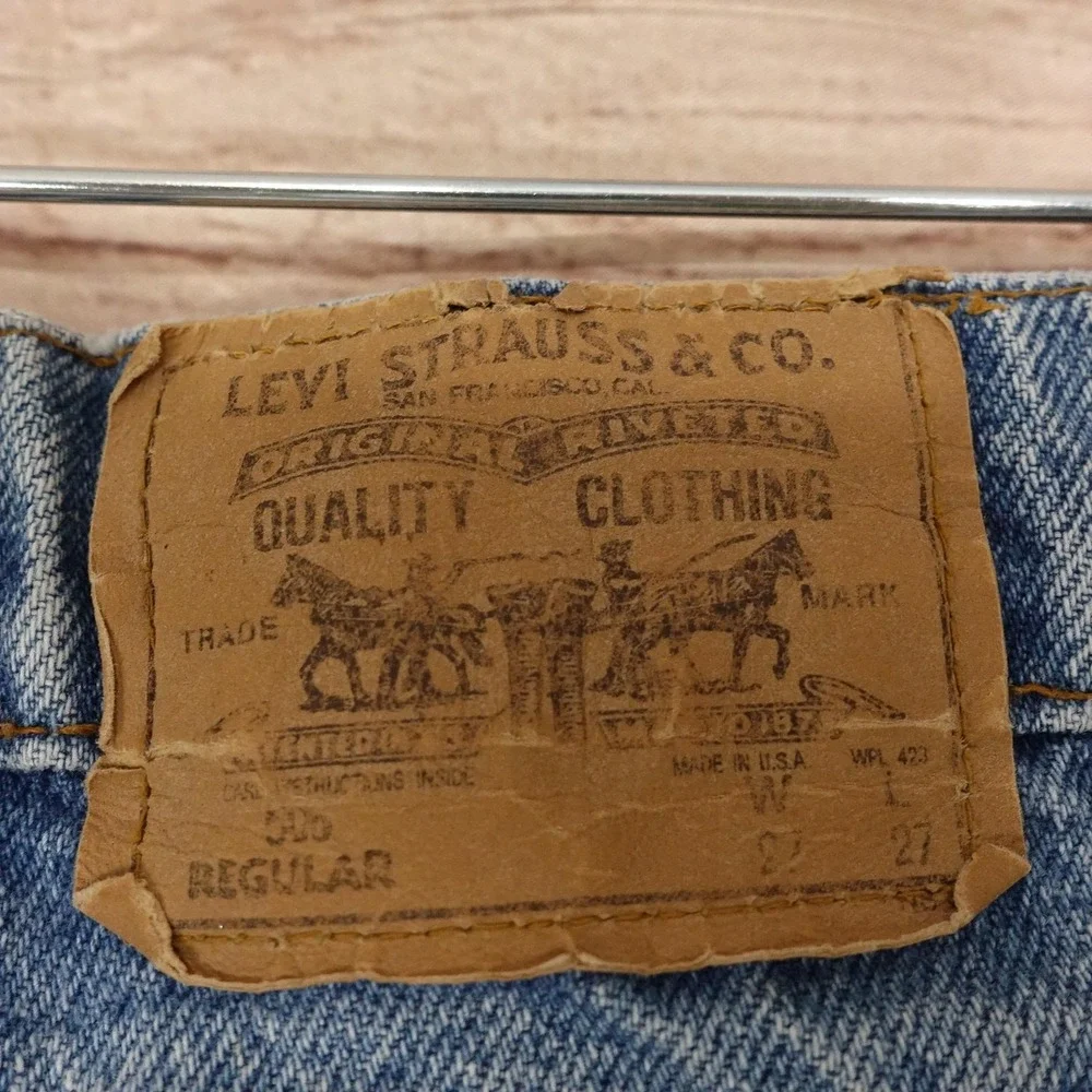 Vintage Levis 510 Regular Jeans Boys 25x25 Blue Denim Made USA Orange Tab